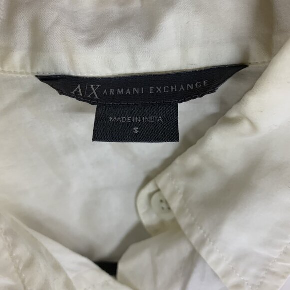 Armani Exchange Womens S Button Up Shirt White Graphic Logo Long Sleeve Artist - Picture 5 of 16